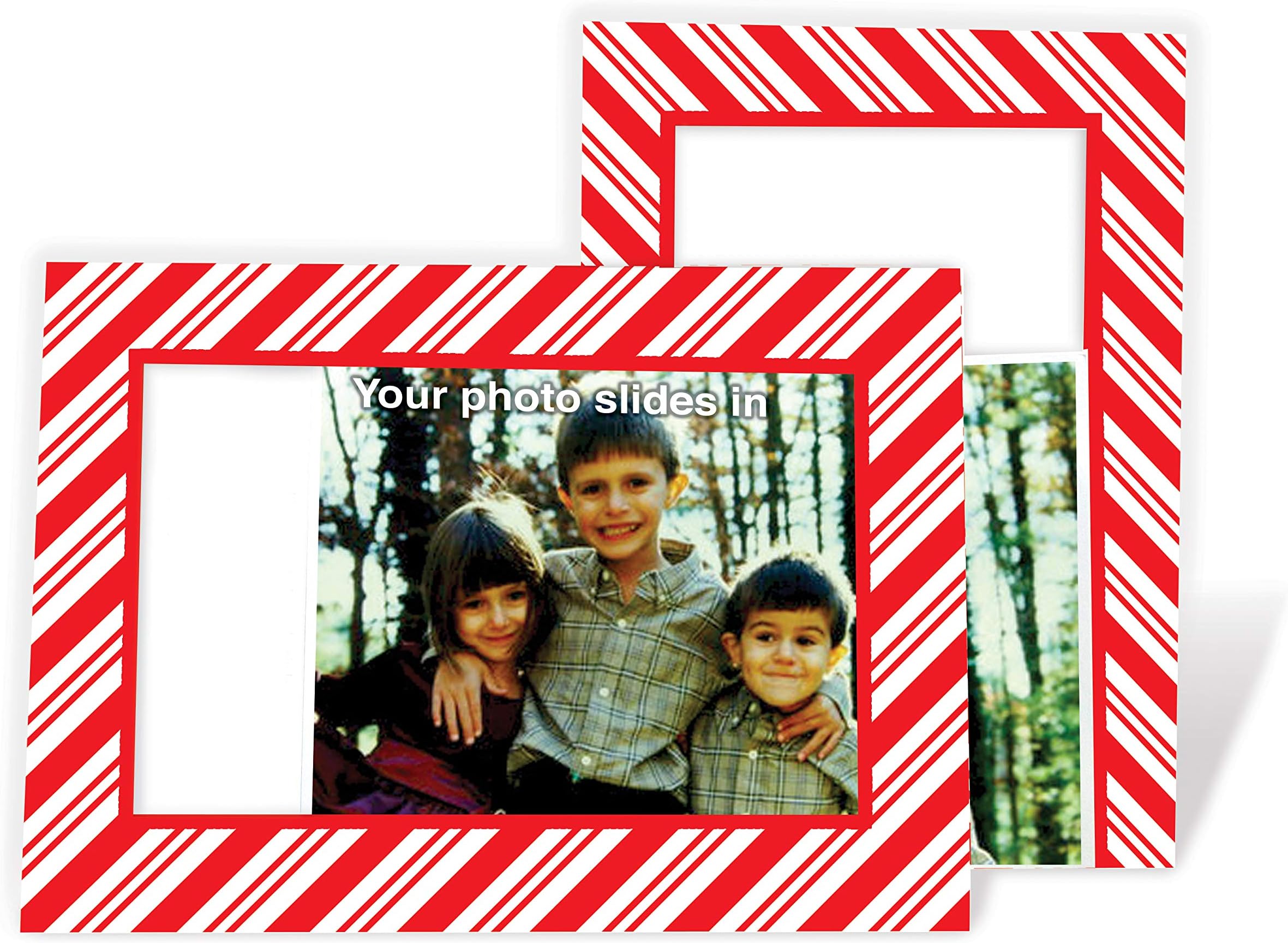 Candy Cane (red & White Striped) 4x6 Photo Insert Note Cards - 24 Pack by Plymouth Cards