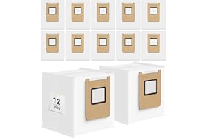 Leemone 12 Pack E25 E28 Dust Bags Compatible with eufy Omni Robot Vacuum E25 E28, 4 Layer Filtration System with Activated Carbon Fabric to Remove Unwanted Odors