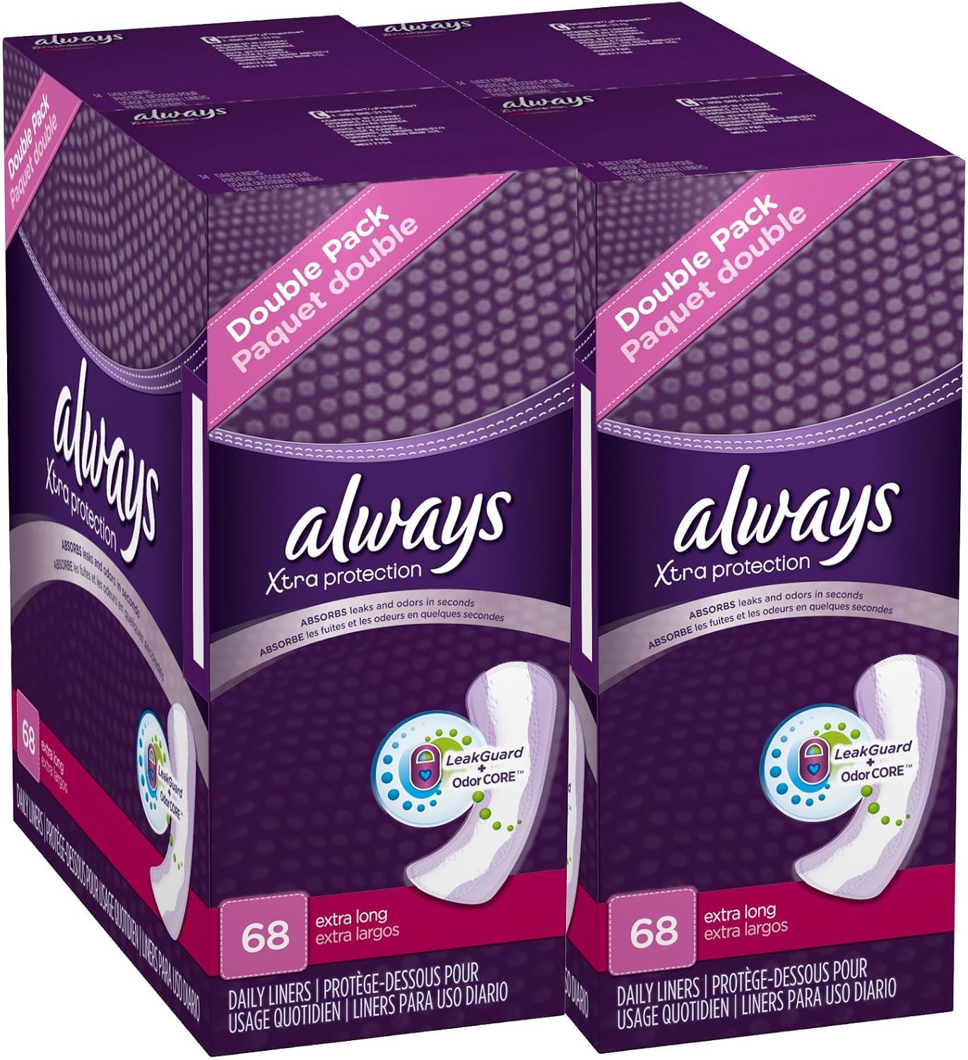 Always xtra protection Extra Long daily liners 68 count (037000171102)