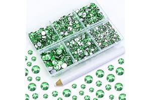 Briskbloom 4500PCS Resin Flatback Rhinestone, 2mm 3mm 4mm 5mm 6mm Grass Green Flatback Rhinestones for Tumblers, Nails Art, Mugs, Bottles, Craft Decoration, Loose Bling Glitter Gem Stone