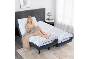 VIPBEAR Split King Adjustable Bed with Mattress, 10 Inch Gel Memory Foam Medium-Firm Mattress in Box, Wireless Remote Head/Foot Lift Electric Smart Bed Frame, Updated Adjustable Bed Base with Thickened Frame