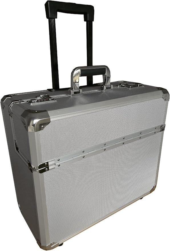 Pro XL Aluminium Pilot Wheeled Trolley Case Hard Briefcase Flight