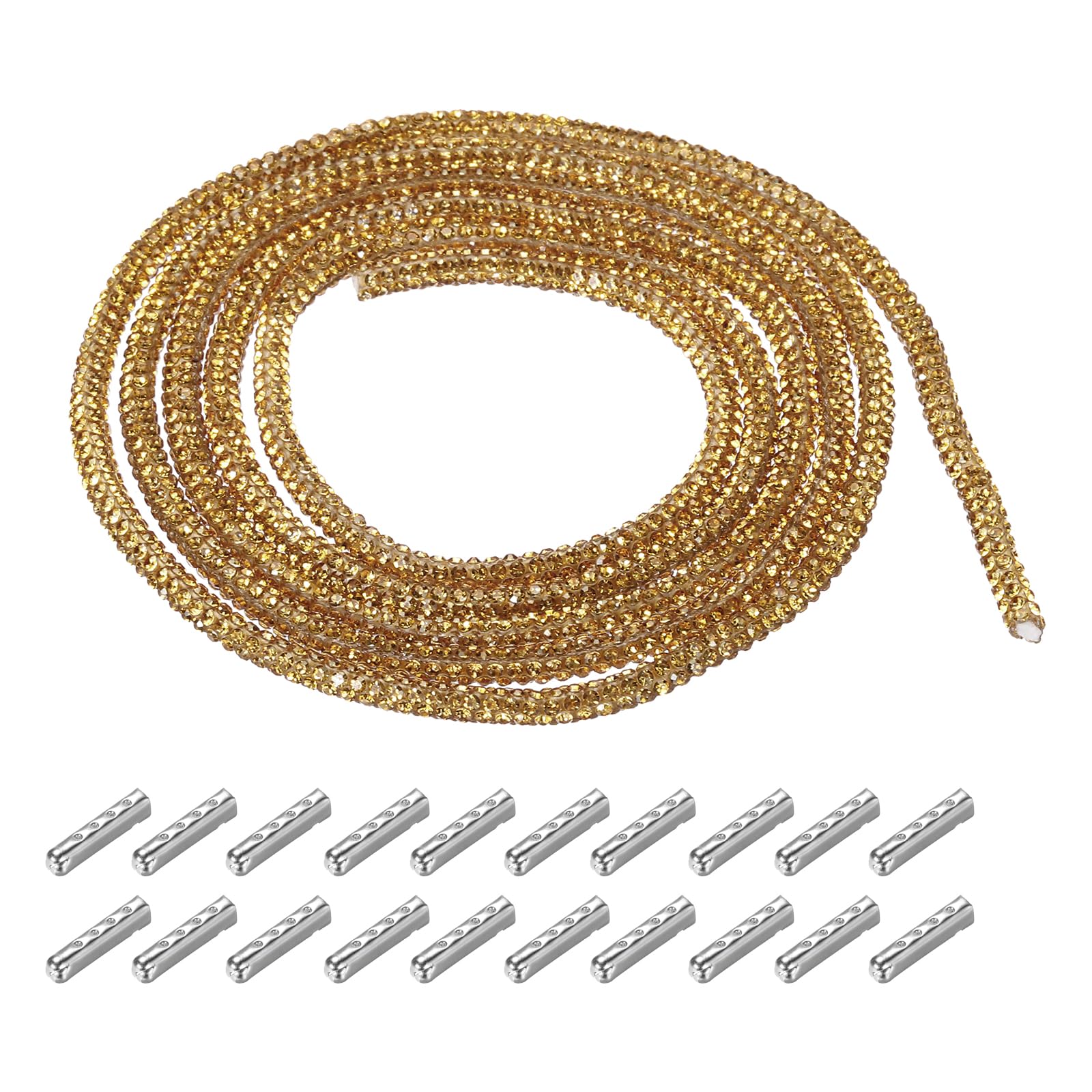Photo 1 of MECCANIXITY 4mm x 1.2m Shoe Laces Hoodie String Glitter Cords Rhinestone Tube Rope Bling Crystal String Rope for DIY Sneakers Sweaters Sweatpants Decoration Gold with Aglets