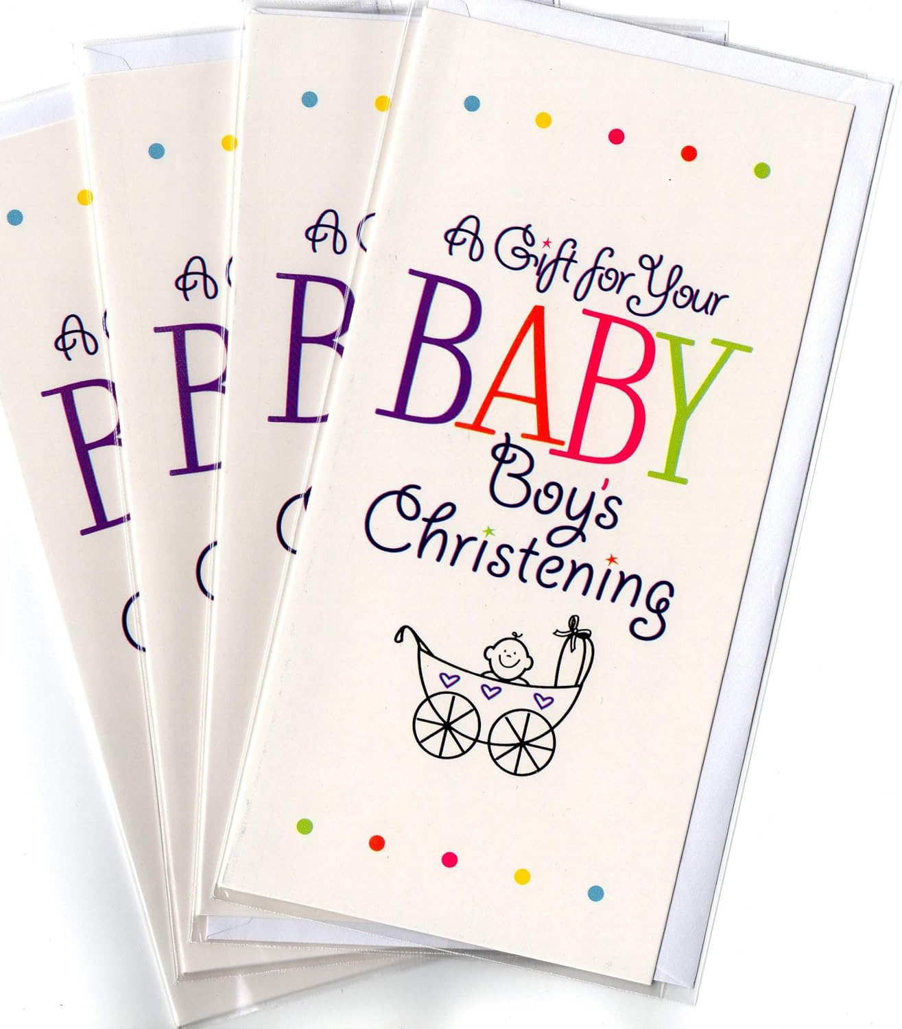 Glow Pack of 4 Money Gift Wallets Christening Boy Blank Cash Note