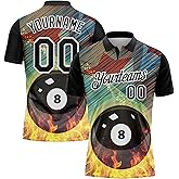 Custom Polo Shirt Jersey Billiard Pattern Personalized Novelty Golf Tee Shirts Printed Name Number Logo for Men Women Youth