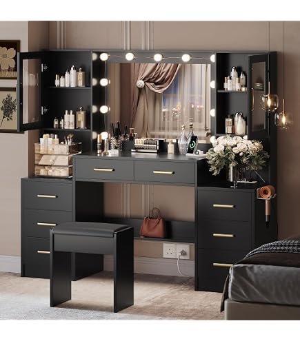 Makeup Vanity Desk With Mirror And Lights, Vanity Table And