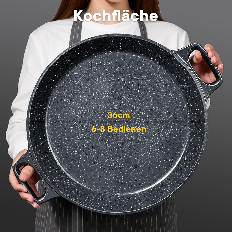 Paellapfanne Induktion, Paella Pfanne 38×41 cm Antihaftbeschichtete aus Aluminiunnen