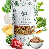 SPICES VILLAGE Dried Ramen Toppings, Dehydrated Vegetables, 16 oz, Kosher | Mixed Vegetable Flakes - Carrot, Onion, Bell Peppers, Celery, Cabbage &amp; Spinach - Gluten Free, Non-GMO, Resealable Bag