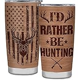 Hunting Gifts for Men, Hunting Tumbler 20oz, I'd Rather Be Hunting Tumbler Cup Gift for Hunting Lovers, Hunting Gift for Dad Son Husband Friends Birthday Christmas Gifts