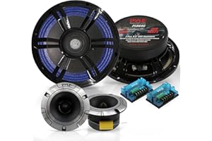 Pyle 6.5" Car Audio Speaker, 2-Way Single Voice Coil Speakers with 1" Aluminum Dome Tweeters, 12dB Passive Crossovers, Paper 