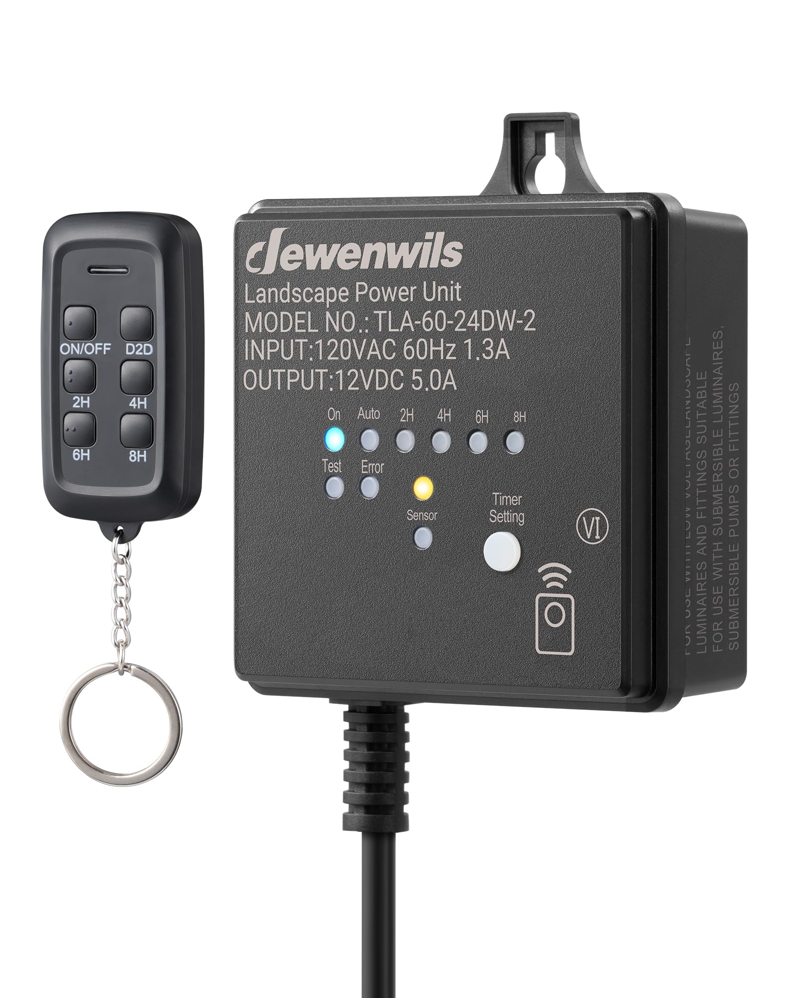 Photo 1 of DEWENWILS 60W Low Voltage Landscape Transformer with Remote Control, 120V AC to 12V DC, Dusk to Dawn & Timer, Outdoor Low Voltage Transformer for Spotlight, Garden Light, Pathway Light, FCC Listed