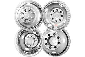 VEVOR 16-inch 8 Lug Wheel Simulators, 304 Stainless Steel Wheel Simulator Kit with Mirror Polished Finish, 2 Front and 2 Rear