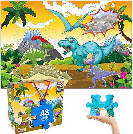 Amazon 子供用フロアパズル 48ピースパズル 4 8歳 幼児向け恐竜ジグソーパズル 24 35 5インチ Lサイズ 男の子 女の子用 ジグソーパズル おもちゃ