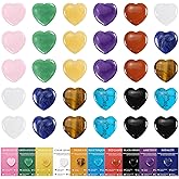30pcs Heart Shaped Stones Bulk 0.8 Inch Natural Hearts Crystals Gemstones Set Love Stone for Balancing Chakra Reiki Meditation Gifts
