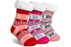 SeeyAN Kids Slipper Socks Boys Girls Fuzzy Non Slip Winter Fleece Lined Warm Cozy Christmas Thick Fluffy Socks