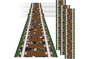 TEVXJ 3 Pack 24 Inch x 10 ft Western Plastic Railroad Track Aisle Runner Party Decorations Cowboy Floor Carpet Runner Wild West Party Supplies Train Railroad Tablecloth for Birthday Decor Favors