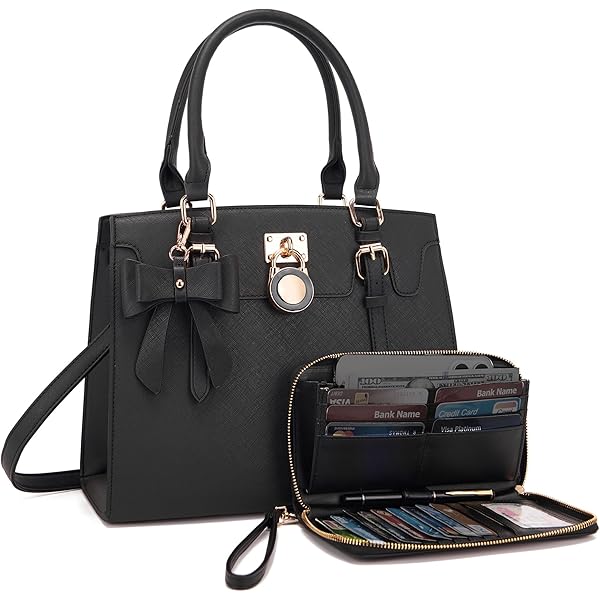 Dayfine Women's PU Leather Satchel Handbag - Convertible Tote Shoulder Bag With Multiple Compartments