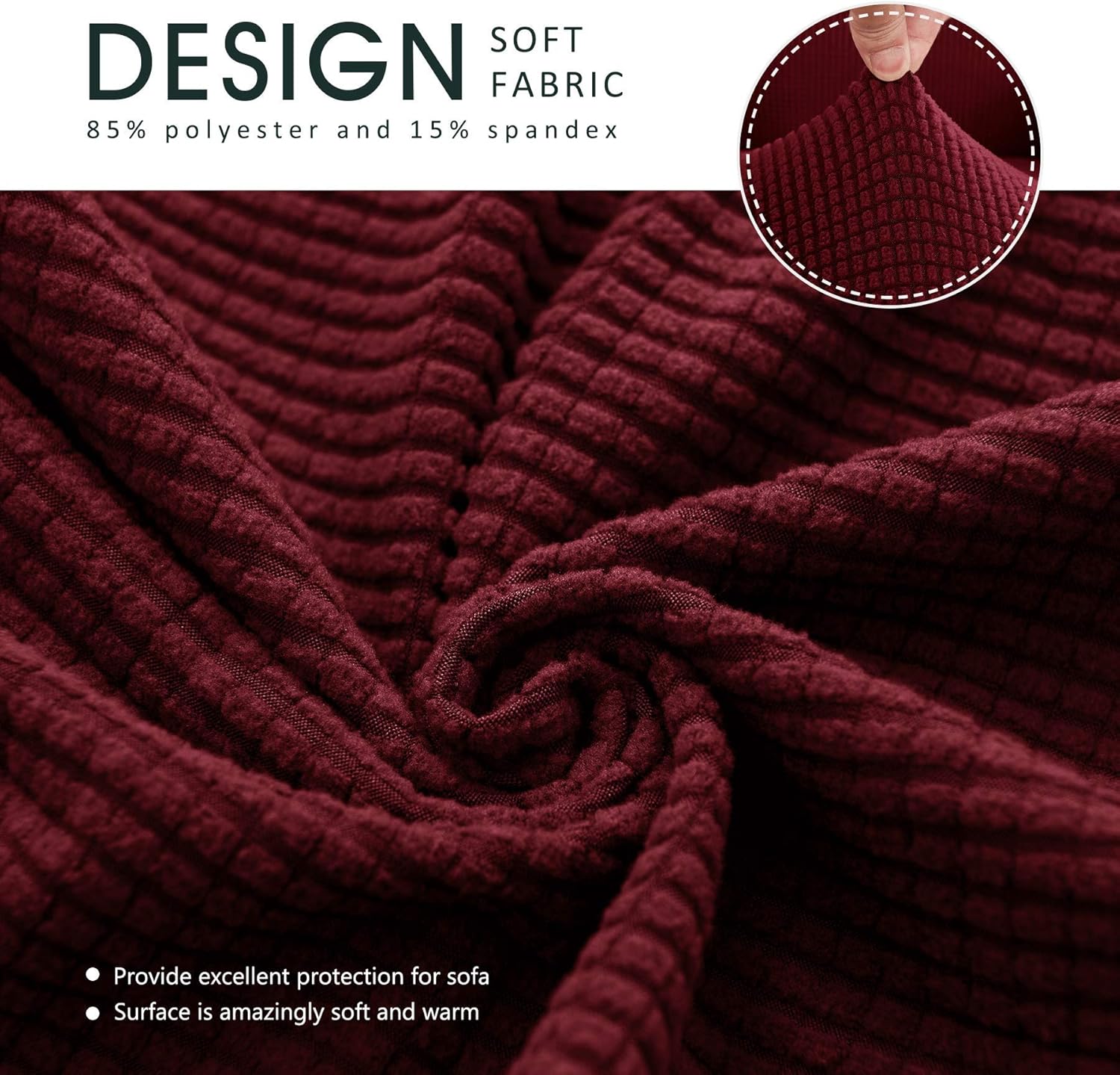 CHUN YI 4 Pieces Sofa Cover with 3 Separate Seat Cushion Covers - Image 5