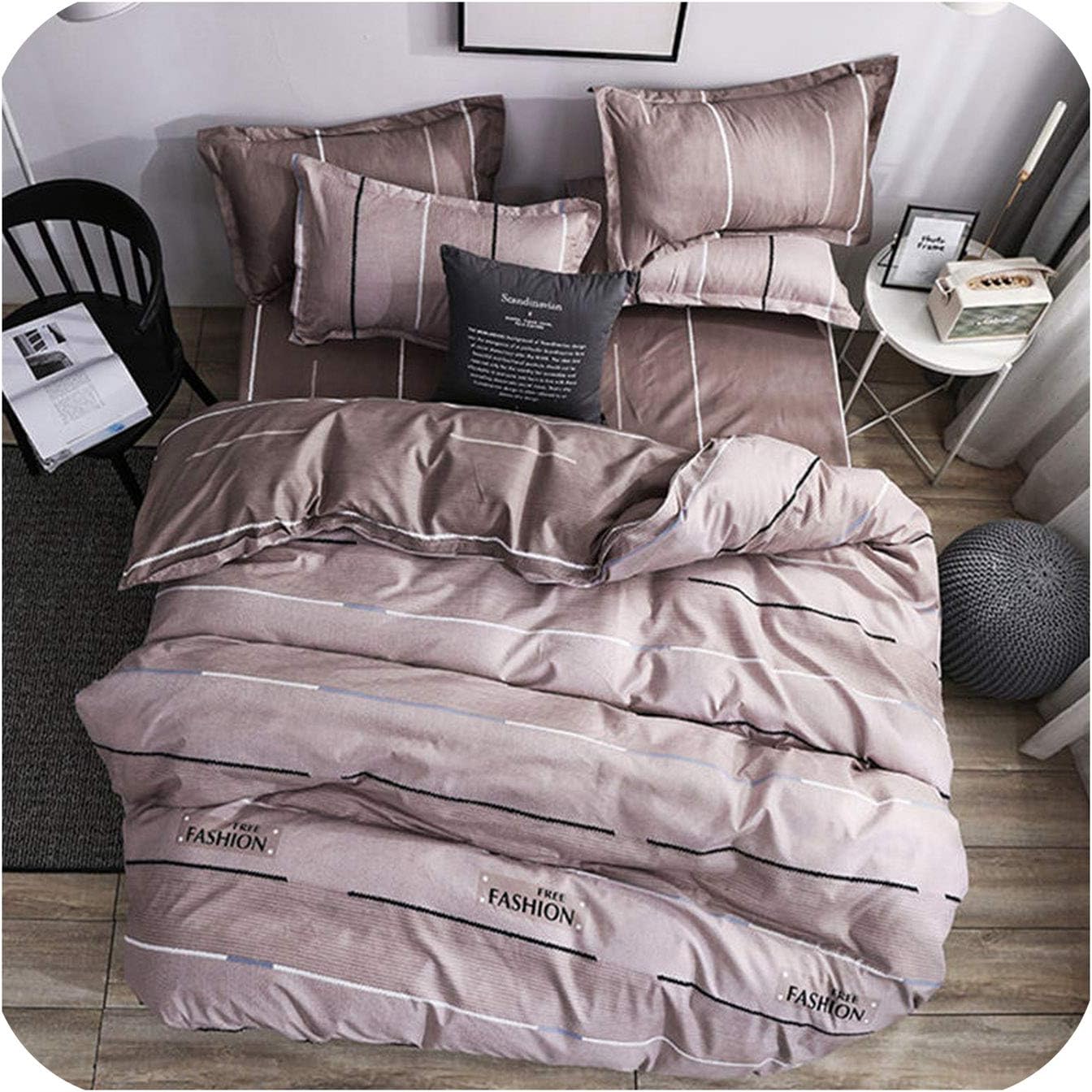 Duvet Cover Magic day Orange Comforter Set Plaid Strip Nordic Bed Cover Bed Sheets Man Bedding Sets Winter Bed Linen 200x220,3,Super King 4pcs,Flat Bed Sheet-5-King4Pcs