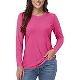 YUCOLEN Long Sleeve Shirts for Women Cotton Crewneck Casual T-Shirts Soft Basic Tee Long Sleeve Tops