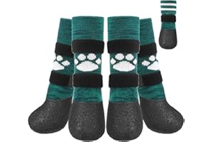 KOOLTAIL Anti Slip Dog Socks to Prevent Licking Paws for Hot/Clod Pavement, Waterproof Long Snow Dog Boots&Paw Protectors with Straps Traction Control for Hardwood Floor for Small Medium Large DogsS