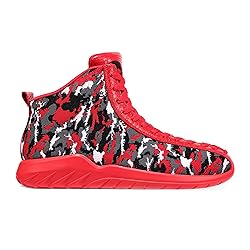 Men's Red High Top Sneakers Lightweight Outdoor
