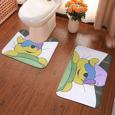 Amazon くまのプーさんは寝るつもりです バスマット すべり止め 速乾 ふわふわ お風呂マット おしゃれ かわいい トイレマット 2枚組 浴室足ふき マット ホーム キッチン オンライン通販