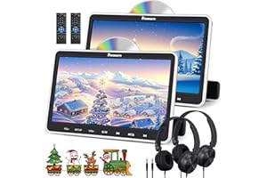 NAVISKAUTO 10.1" Headrest DVD Players with HDMI Input 2 Headphones Mounting Brackets, Support Sync Screen, Last Memory, Region Free, USB/SD Card (2 Car DVD Players)