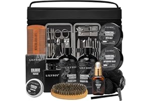 LILY ROY Christmas Gift for Men - Luxury 31-Piece Bath & Beard Gift Set for Men, Bath & Body Care Kit for Him with Beard Wax | Fathers Day Gift, Valentine's Day, Birthday, Spa Kit Travel Bag Gift for Dad