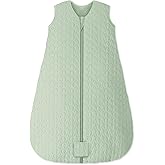 Unnivoll Baby Sleep Sack 18-24 Months TOG 2.5 Winter Baby Wearable Blanket, 100% Cotton Fabric Toddler Sleeping Sack 2-Way Zipper Quilted Baby Sleep Bag, Warm Soft Green