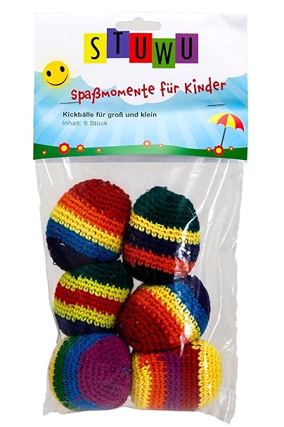 STUWU® - 6 x Kickball Häckelball Jonglierball 5,5 cm