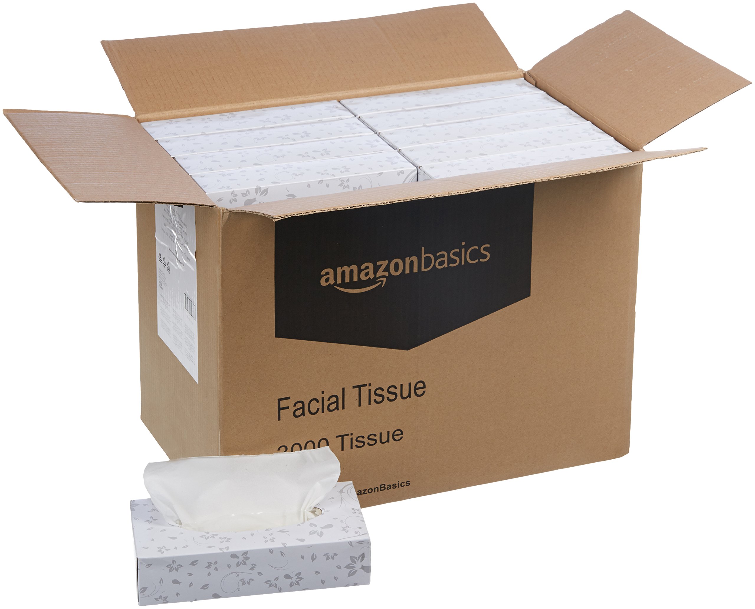 AmazonBasics Professional Facial Tissue Flat Box for Businesses, 2Ply