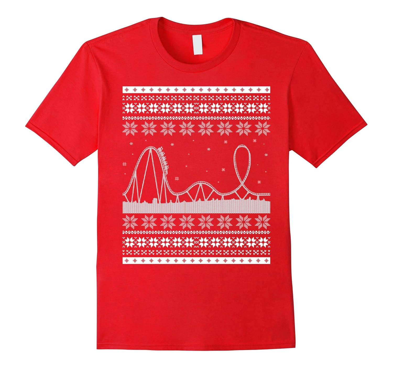 Roller Coaster Carnival Scene Ugly Christmas Sweater T-Shirt-ANZ