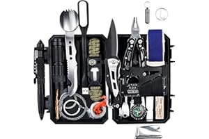 ANTARCTICA Emergency Survival Gear Kits 60 in 1, Outdoor Survival Tool with Emergency Bracelet Whistle Flashlight Pliers Pen Wire Saw for Camping, Hiking, Climbing,Car