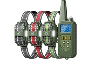 Heaflex Dog Training Collar with Remote, 2600FT Range, 4 Training Modes Beep, Shake, Safe Shock, LED Light, Rechargeable IPX7 Waterproof for All Breeds Sizes, with Three Receiver Collars for 3 Dogs