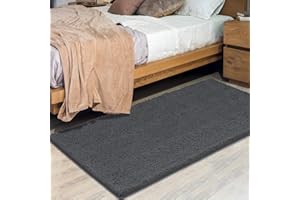 MAYSHINE Chenille Plush Extra Long Door Mat Runner Long Machine Washable Non-Slip Door Mat, Bath Mat, Bedroom Rug, with Water Absorbent Quick Drying Microfiber Shag Carpet (Charcoal Gray, 31x59)