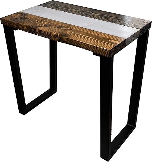 Amazon Com All Terrain Mix Nightstand With Dark Walnut Winter Sky And Ebony Stain Black Metal Legs Kitchen Dining