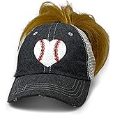 Cocomo Soul Womens Baseball Mom Hat | Baseball Mom Messy BUN HIGH Ponytail Hat -201 Dark Grey
