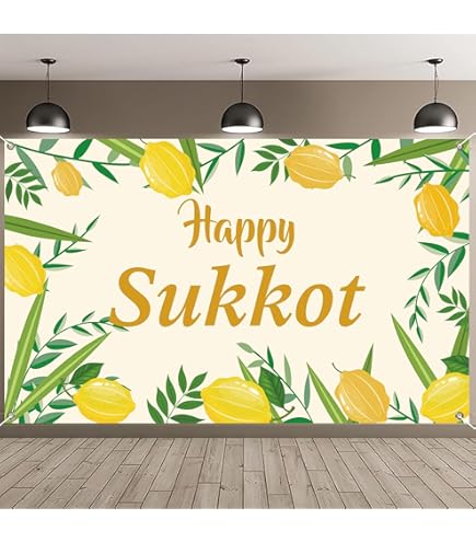 Happy Sukkot Decorations Happy Sukkah Banner Hebrew Jewish Lulav Etrog Decor Happy Sukkot Decorations For Home Party