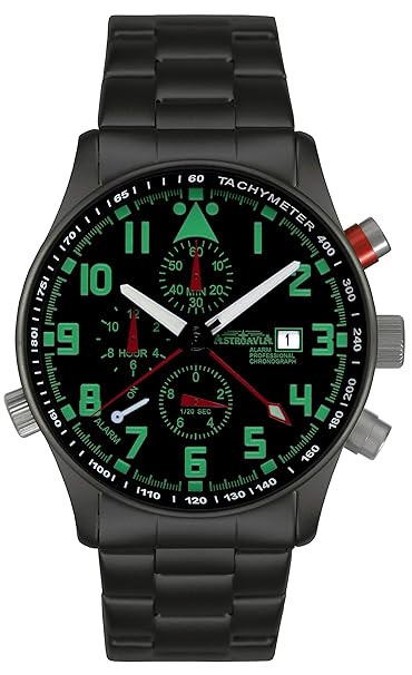 Astroavia Herren-Armbanduhr Alarm Chronograph Quarz mit Edelstahl Armband R44BS