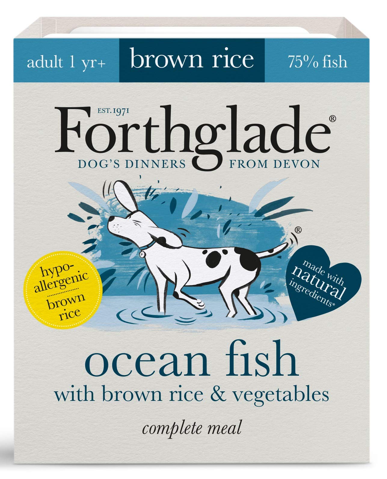 Forthglade Natural Complete Wet Dog Food Ocean Fish with Brown Rice 395 g (Pack of 18)