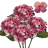 DILATATA 4 Pcs Dried Touch Hydrangeas Artificial Flowers 17" Tall Large Silk Hydrangea Stems Fake Hydrangea Arrangements for Home Office Table Centerpieces-Purple Hydrangea