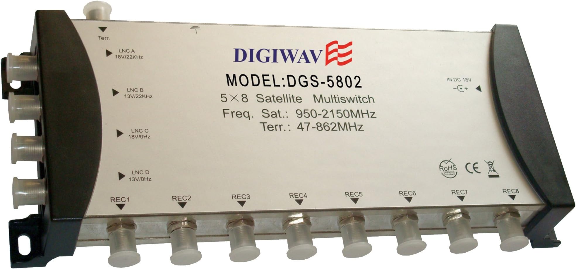 Homevision Technology 5 IN 8 OUT Multiswitch, Silver (DGS5802)