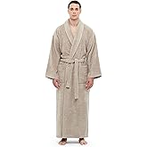 Arus Men's Shawl Collar Robe, Turkish Terry Cotton Bathrobe with Regular and Full Length Options