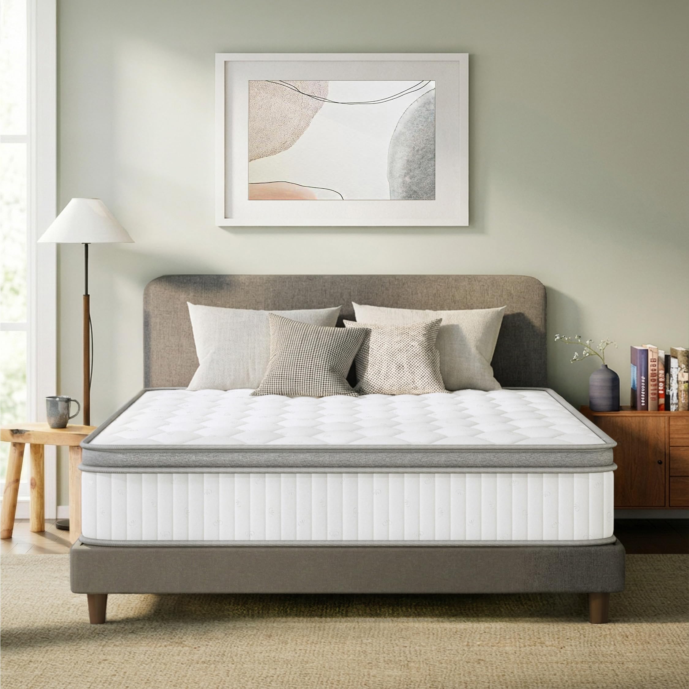 GAESTE Queen Mattress in a Box, 12 Inch Hybrid Mattress with Comfort Memory Foam and Pocket Springs, Medium Firm, Pressure Relief, CertiPUR-US Certified (Queen, 12 in) Image