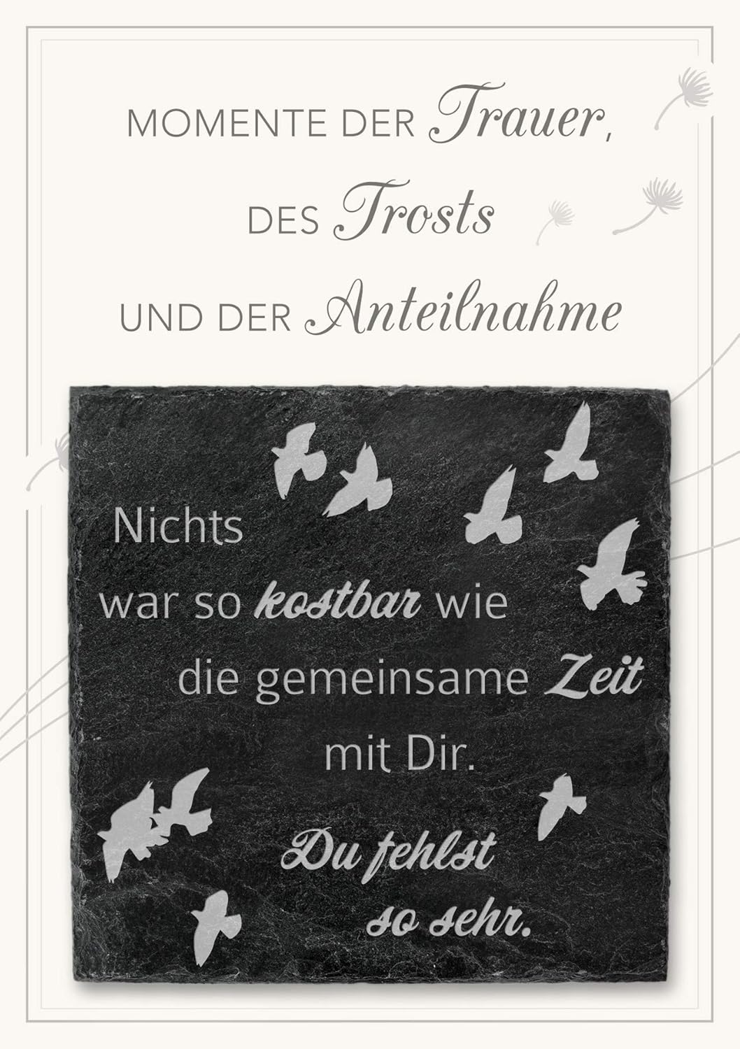 The Art of Stone Trauerkarte mit Schieferplatte und Lasergravur