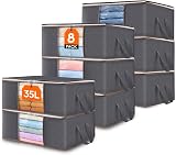 Lifewit 35L Clothes Storage Bags with Clear Window 8 Pack Grey