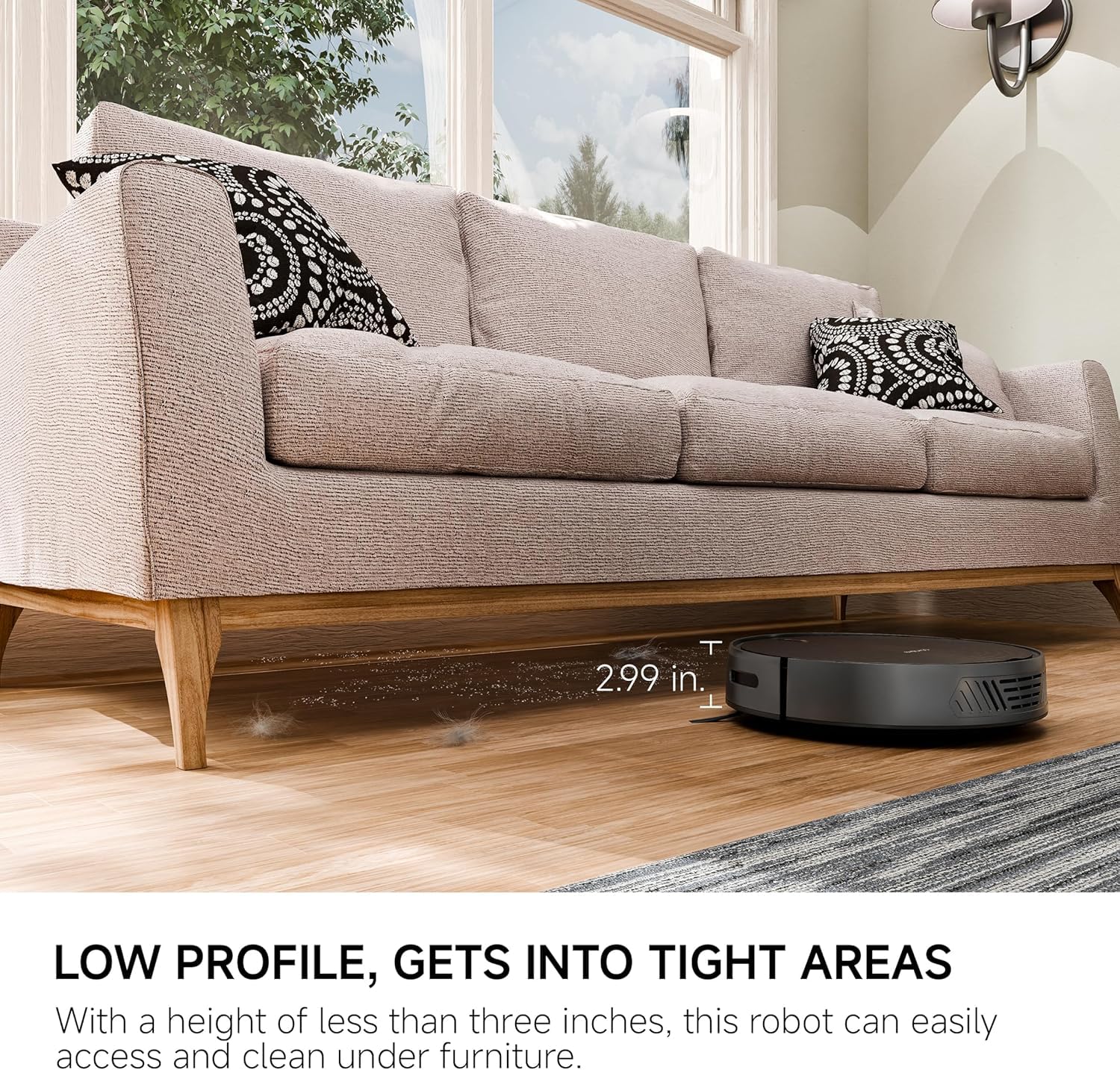 erabrospro Robot Vacuum with 3000Pa Powerful Suction, Brushless Tangle-Free Robotic Vacuum, 2.99" Super-Slim, 140Min Runtime, Vacuum Robot for Hard Floor/Carpet/Pet Hair, Remote/App/Voice Control - Image 4