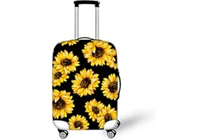 BIGCARJOB Travel Dust-proof Suitcase Cover Sunflower Print Clear Luggage Cover Protector Tsa Approved for 26-28inch