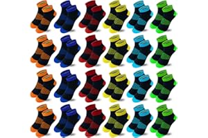 Tsmollyu Boys Socks 24 Pairs Kids Cotton Ankle Socks Breathable Low Cut Athletic Sports Socks